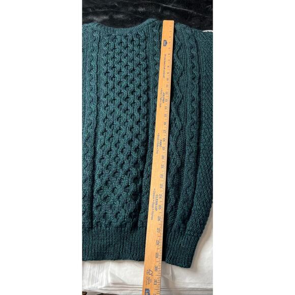 Kerry Traditions size XL sweater 100% wool blue/green chunky cable knit - Picture 4 of 6
